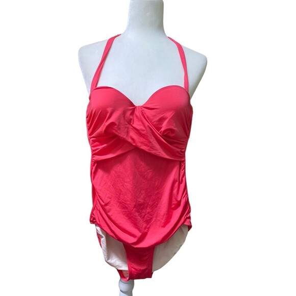 Merona raspberry red sweetheart neckline one-piece swimsuit Size Small S - Picture 1 of 5